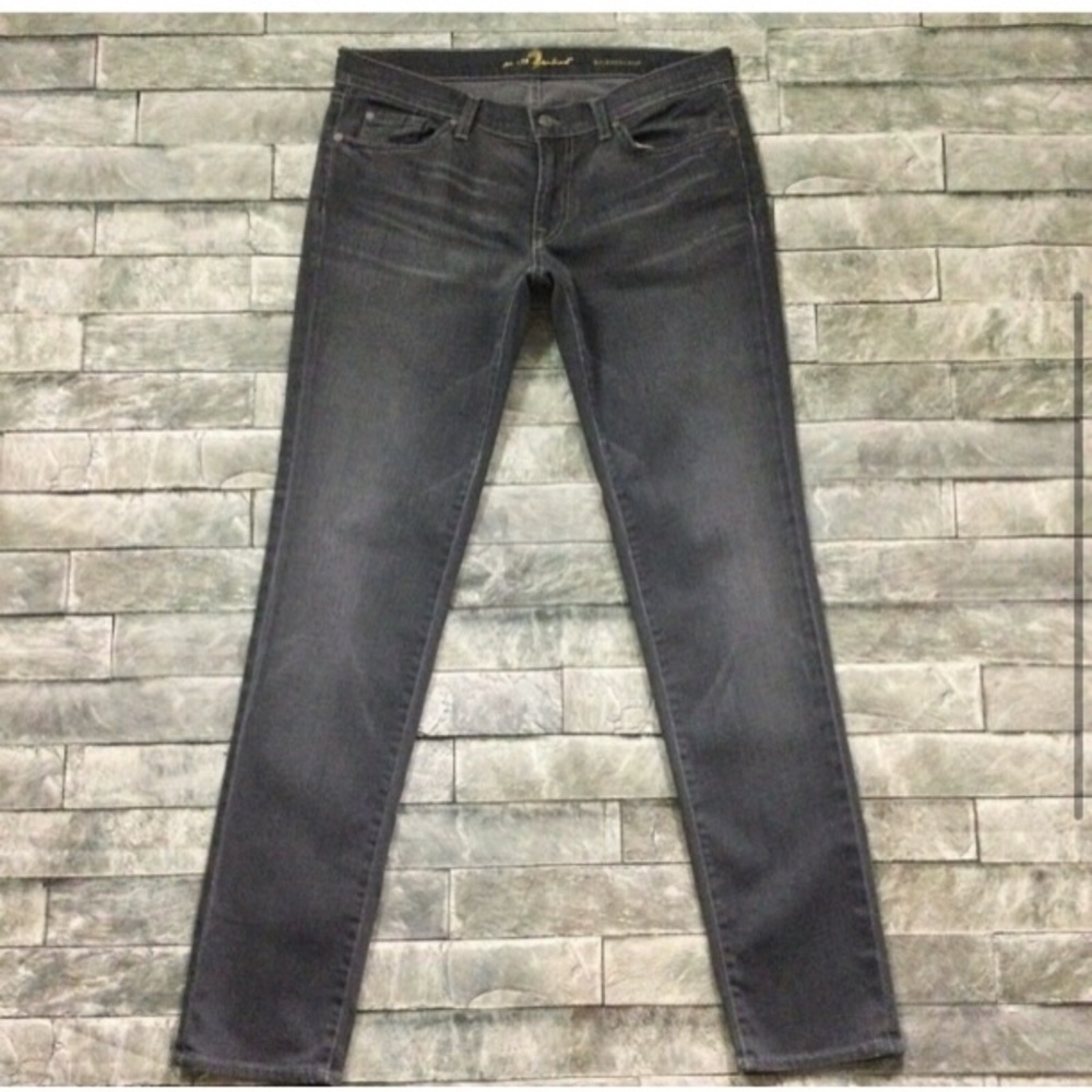 7FAM sz 14 Gray Long Tall Roxanne Slim x 33 Cotton Stretch Jeans!